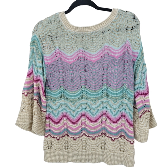 SOFT SURROUNDINGS Thereze Stripe Open Knit Pointelle Sweater Size XS - Picture 7 of 11